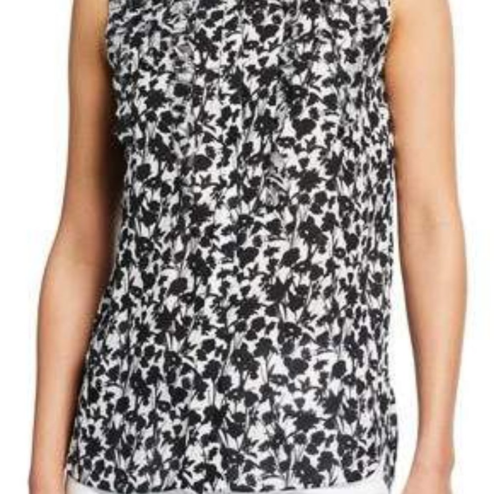 ELIE TAHARI Pearl & Black Silk Print Launa Blouse/Top XL